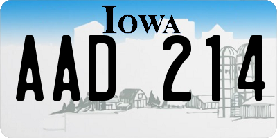 IA license plate AAD214