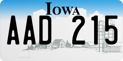 IA license plate AAD215