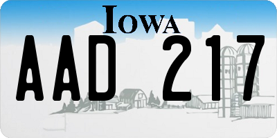 IA license plate AAD217