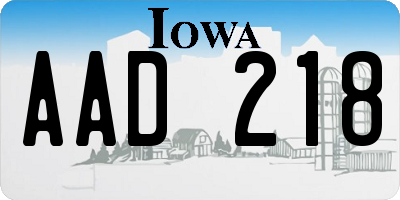 IA license plate AAD218