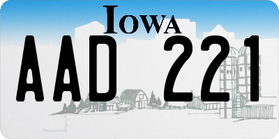 IA license plate AAD221