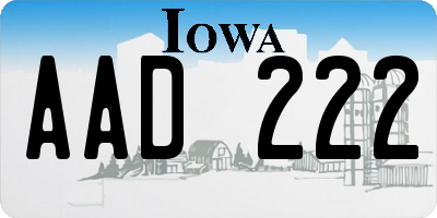 IA license plate AAD222