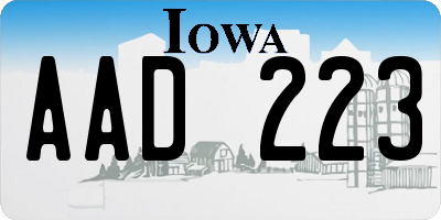 IA license plate AAD223