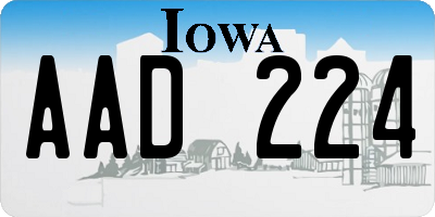 IA license plate AAD224