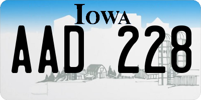 IA license plate AAD228