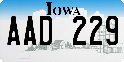 IA license plate AAD229