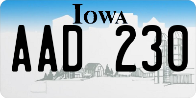 IA license plate AAD230