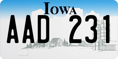 IA license plate AAD231