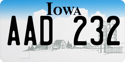 IA license plate AAD232