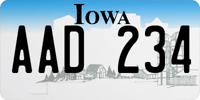 IA license plate AAD234