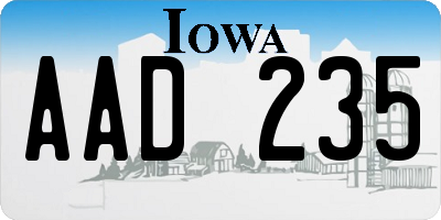 IA license plate AAD235