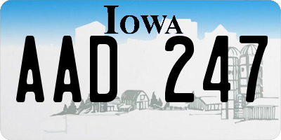 IA license plate AAD247