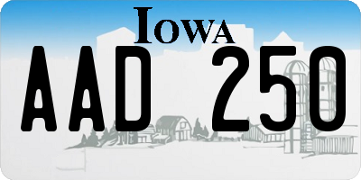 IA license plate AAD250