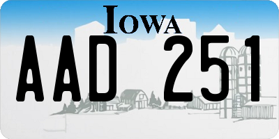 IA license plate AAD251
