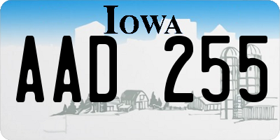 IA license plate AAD255