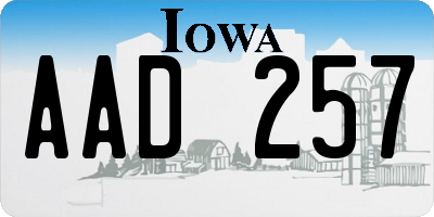 IA license plate AAD257