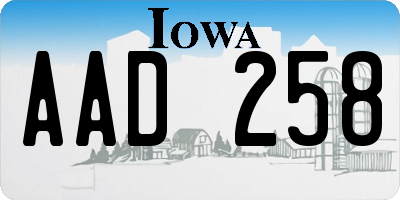 IA license plate AAD258