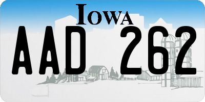 IA license plate AAD262