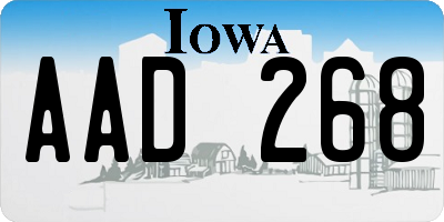 IA license plate AAD268