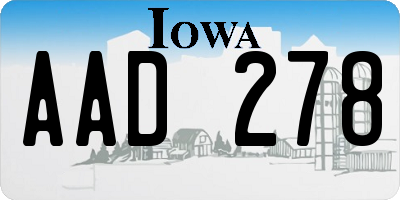 IA license plate AAD278