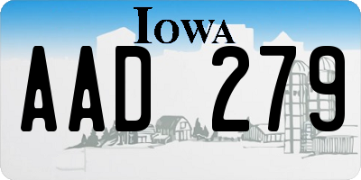 IA license plate AAD279