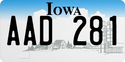 IA license plate AAD281