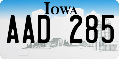 IA license plate AAD285