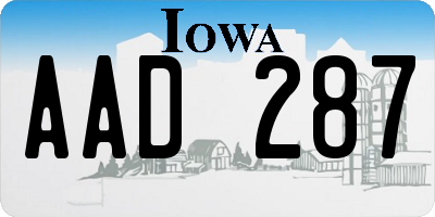 IA license plate AAD287