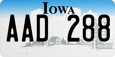 IA license plate AAD288