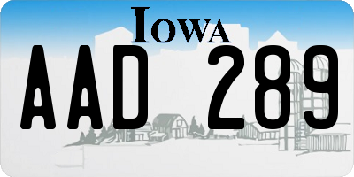 IA license plate AAD289