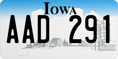 IA license plate AAD291