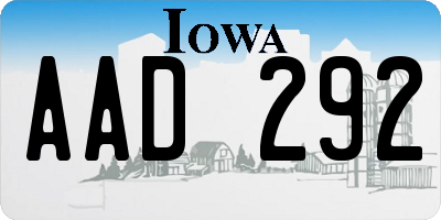 IA license plate AAD292