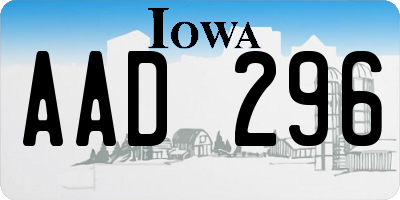 IA license plate AAD296