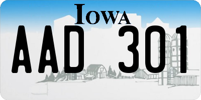 IA license plate AAD301