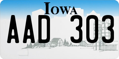 IA license plate AAD303