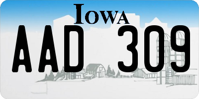IA license plate AAD309
