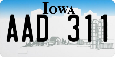 IA license plate AAD311