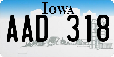 IA license plate AAD318
