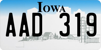 IA license plate AAD319