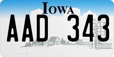 IA license plate AAD343