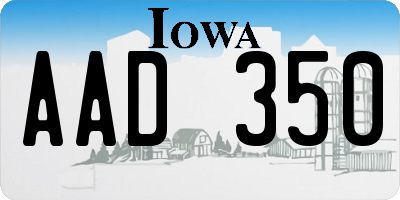 IA license plate AAD350