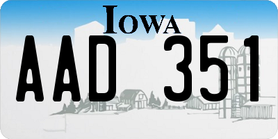 IA license plate AAD351