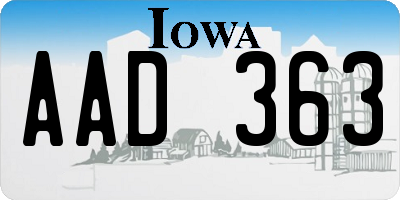 IA license plate AAD363
