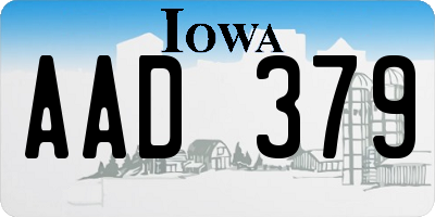 IA license plate AAD379