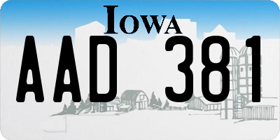 IA license plate AAD381