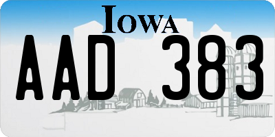 IA license plate AAD383