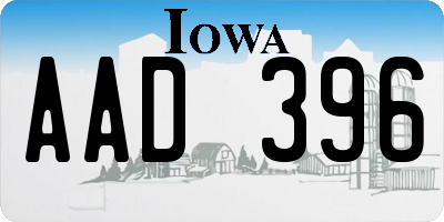 IA license plate AAD396