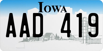 IA license plate AAD419