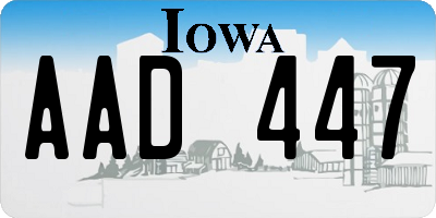 IA license plate AAD447