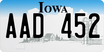 IA license plate AAD452